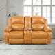 Ginger Leather Reclining Sofa Set for Living Room Set,Recliner Sofa with Drop Down Table/Double Recliner sofas