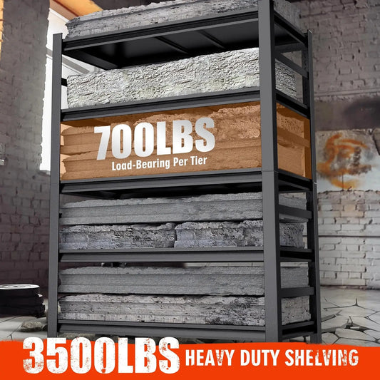 78"H Garage Shelving Unit and StorageEasy Assembly Metal Shelves 5-Tier Utility Rack| Heavy-Duty Adjustable Shelf| Steel Rust