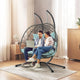 2 Person Double Egg Swing Chair with Stand Indoor Outdoor, Hammock Swing Chair Foldable Hanging Chair, Patio Wicker