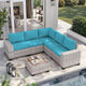 6-Piece Outdoor Patio Furniture Set Wicker Sectional Sofa Set, Patio Conversation Set with Thickened Cushions & Coffee Table for