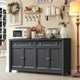 Farmhouse Buffet Cabinet with Drawers, Large Sideboard Buffet Credenza Storage Cabinet with Shelves & 4 Doors, Wood Rustic