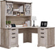 RedLemon 60" Farmhouse L Shaped Desk with Hutch Wood Home Office Executive Desk with Drawer Charging Station File Drawer