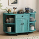Sideboard Buffet Cabinet w/ Power Outlet,Freestanding Kitchen Cabinet with Storage,Accent Coffee Bar with Doors,Vintage Blue