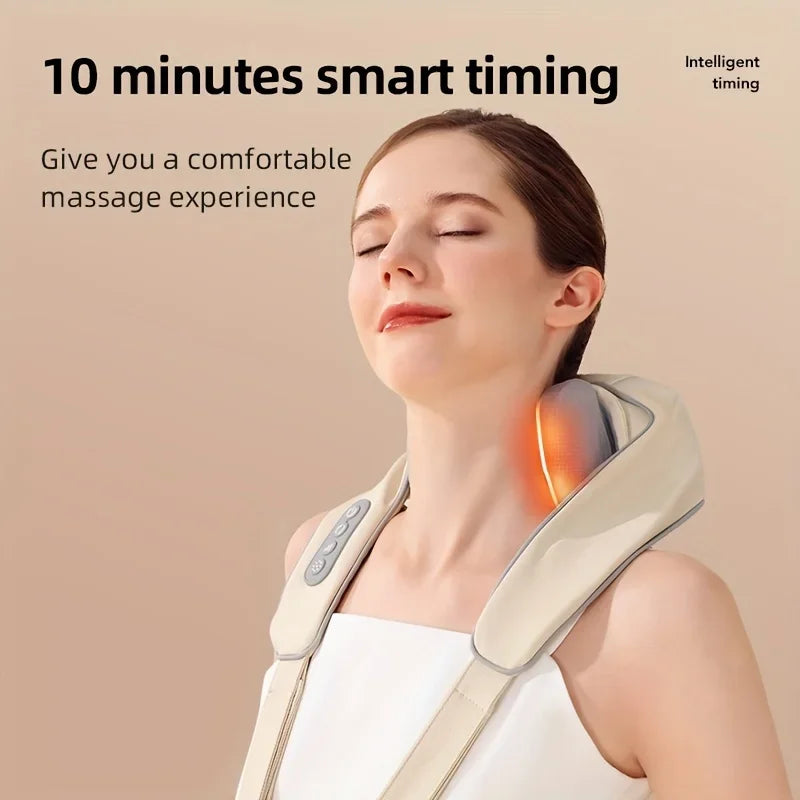 Neck and Shoulder Massager – Electric Kneading Pillow for Back Trapezius & Cervical Pain – Wireless Massage Shawl