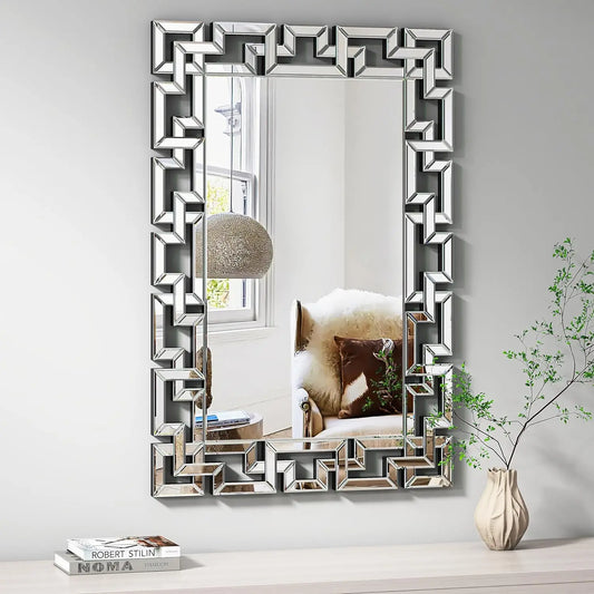 40 Inch Art Decor Wall Mirrors Large Grecian Venetian Mirror Vanity Sliver for Hotel Home Beveled Edge Accent Mirror