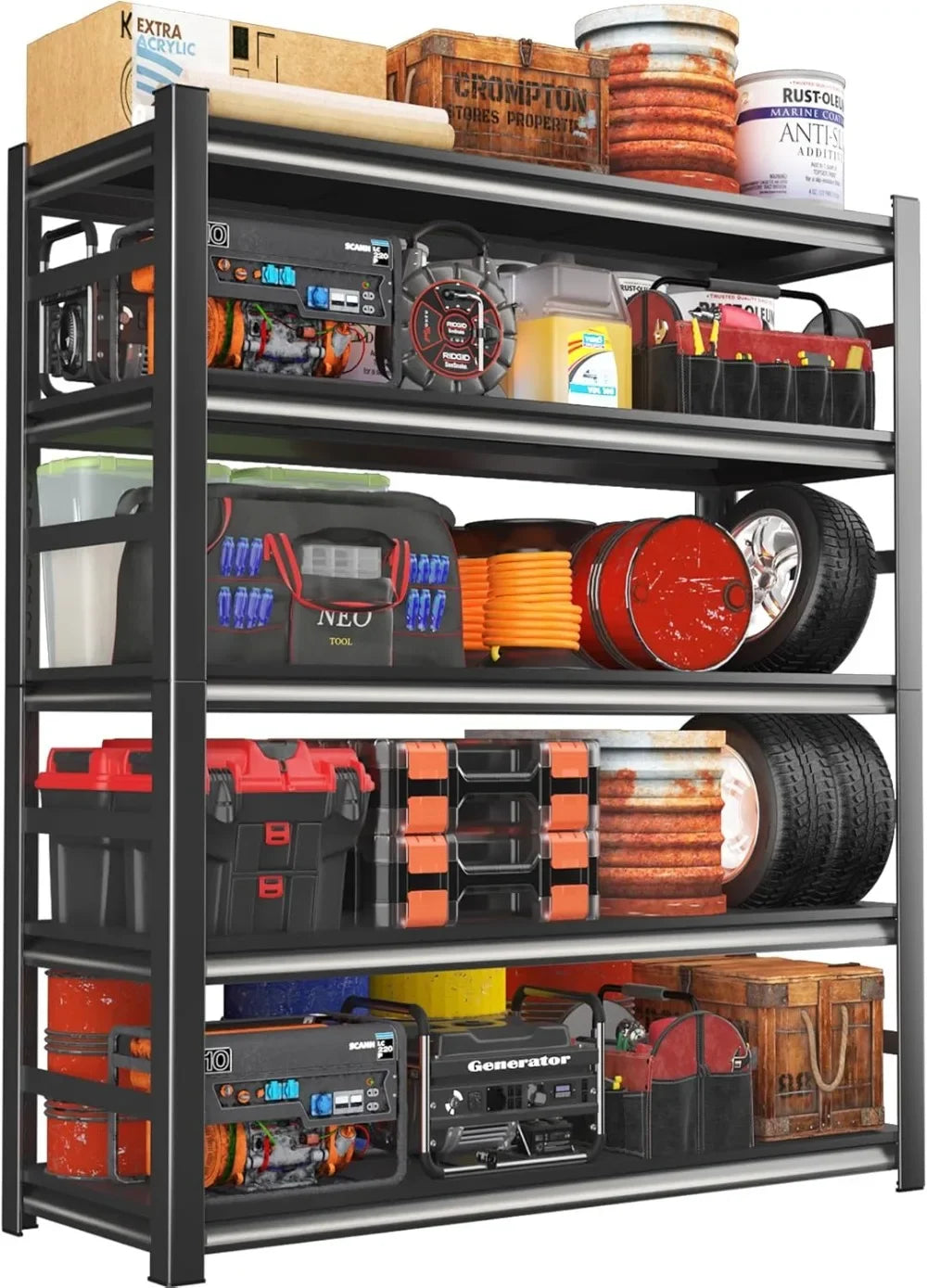 78" H|48" W All-Metal Garage Shelving Unit and Storage-Easy Assembly Shelves 5-Tier Rack|Heavy-Duty Adjustable Shelf|Stee